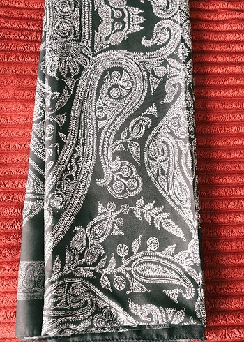 koyu yeşil etnik şal - Görsel 5