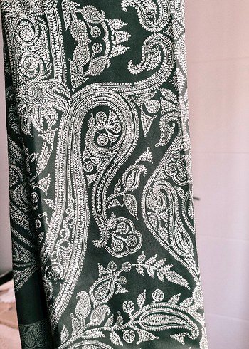 koyu yeşil etnik şal - Görsel 4