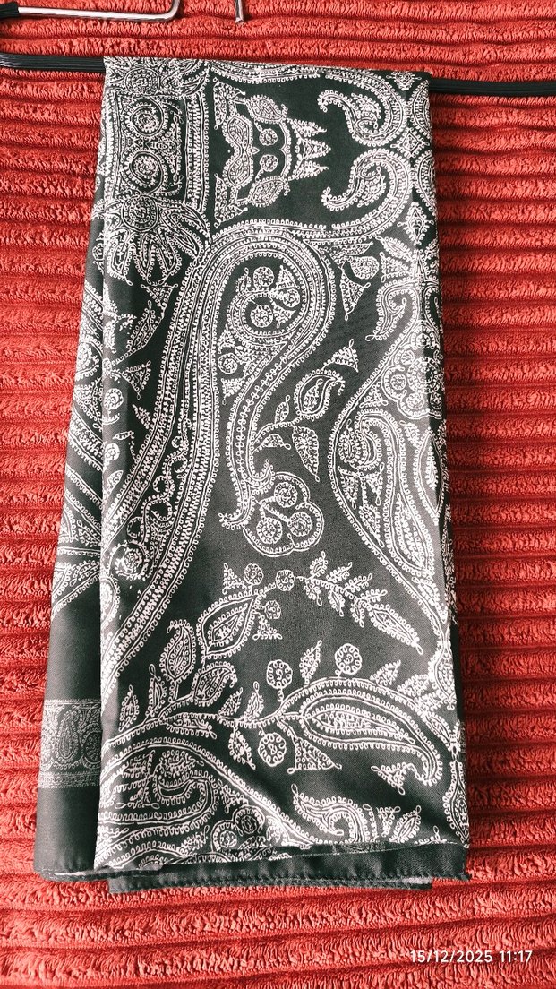 koyu yeşil etnik şal - Görsel 5