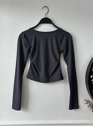 Diğer Sırt dekolteli basic antrasit rengi crop/top