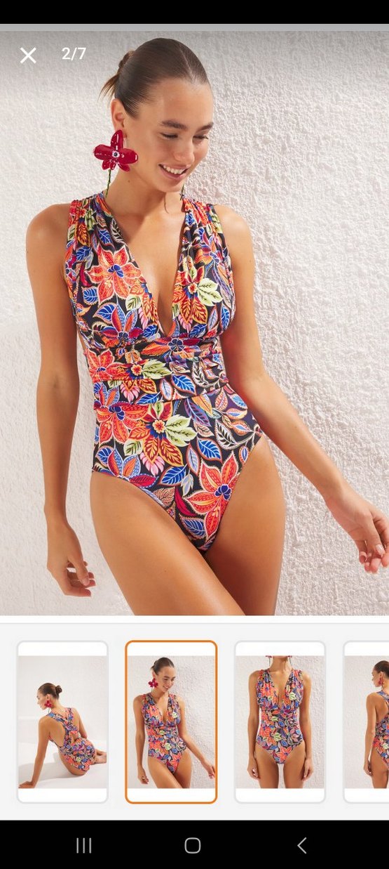 Çiçek Desenli Renkli Drapeli Mini Mayo - Görsel 2