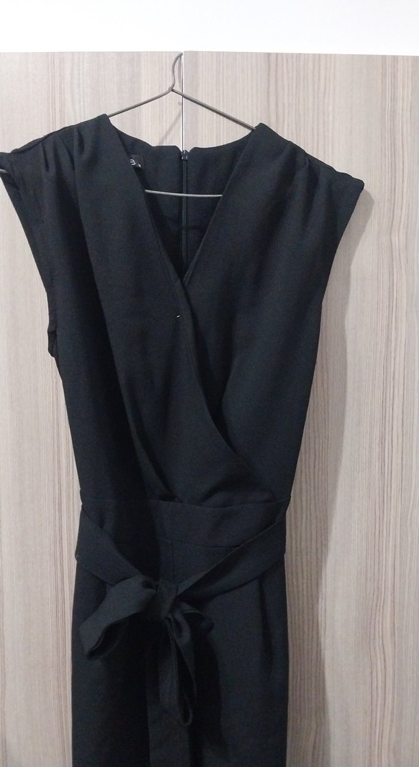 Siyah Kemerli Kadın Uzun Tulum - Görsel 4