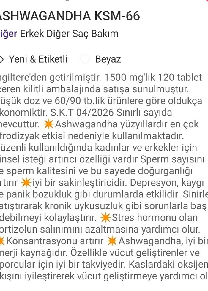 ASHWAGANDHA Tükenmiştir. İlginize teşekkür ederiz. - Görsel 5