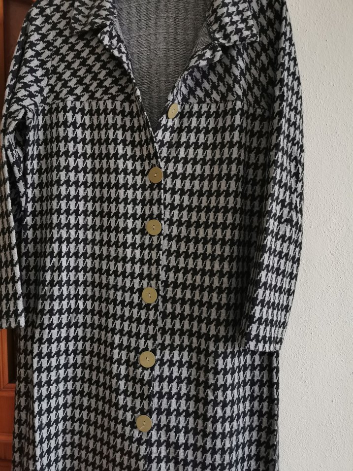 Düğmeli Gri Uzun Kadın Kaban - Görsel 2