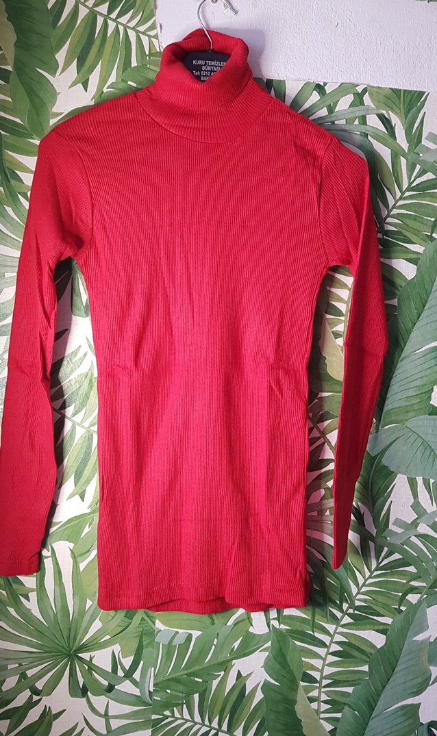 Kırmızı Balıkçı Yaka Uzun Kollu Erkek  Kazak - Görsel 2