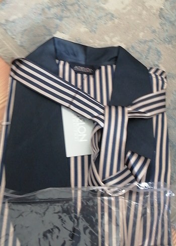 Gri Çizgili Erkek saten sabahlık - Görsel 6