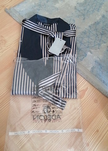 Gri Çizgili Erkek saten sabahlık - Görsel 11