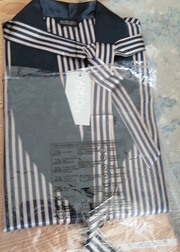 Gri Çizgili Erkek saten sabahlık - Görsel 3