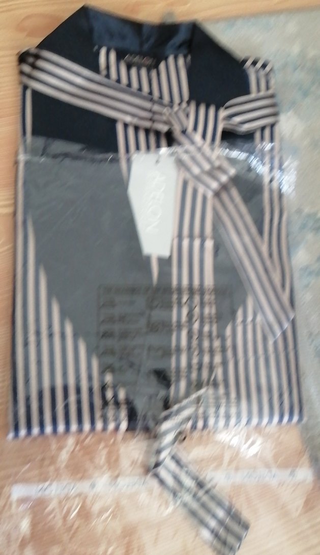 Gri Çizgili Erkek saten sabahlık - Görsel 2