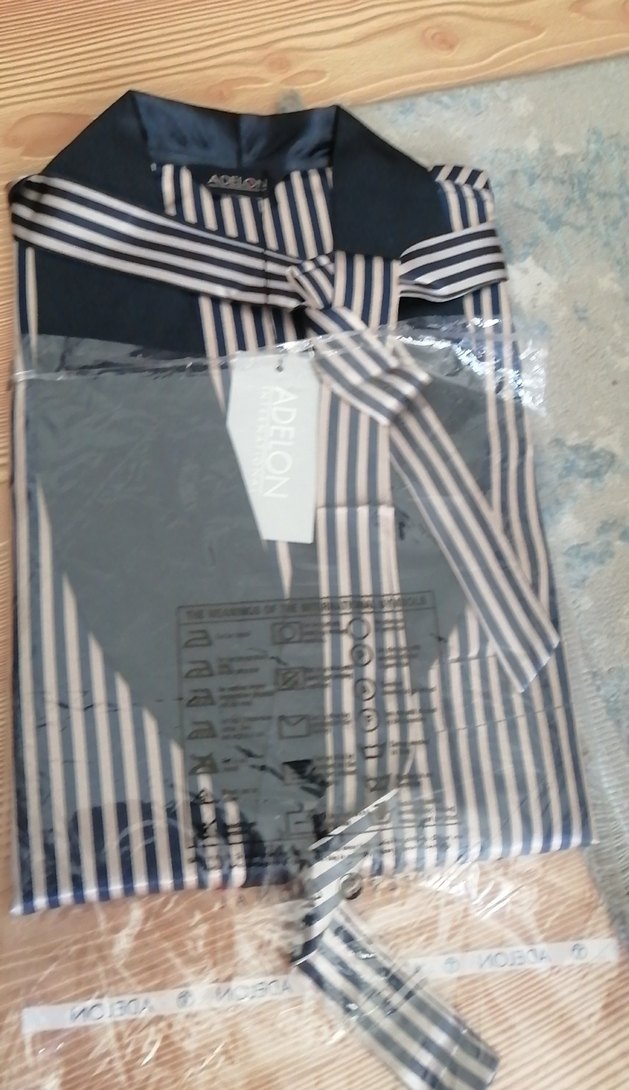 Gri Çizgili Erkek saten sabahlık - Görsel 3