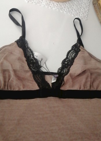 s Beden kahverengi Renk Kahverengi Dantelli Mini Kadın leoparlı Pijama Takımı