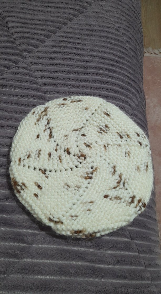 Kadın  el Örgü Bere Kahverengi ve Beyaz - Görsel 2