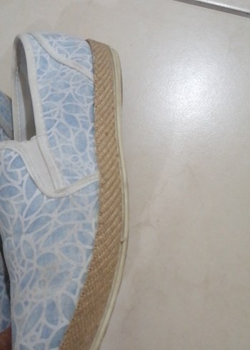 Mavi Bağcıklı Dolgu Topuklu Kadın Espadril - Görsel 4