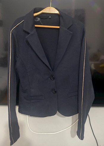 Diğer Sikligin Simgesi Lacivert İnce Simlicizgili Blazer Ceket