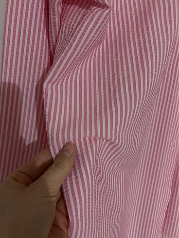 xl Beden pembe Renk Çizgili gömlek
