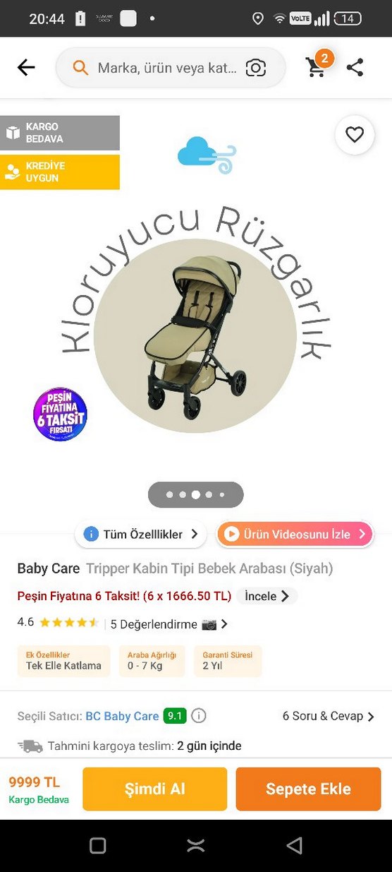 Baby Care Tripper Kabin Tipi Bebek Arabası Siyah - Görsel 3