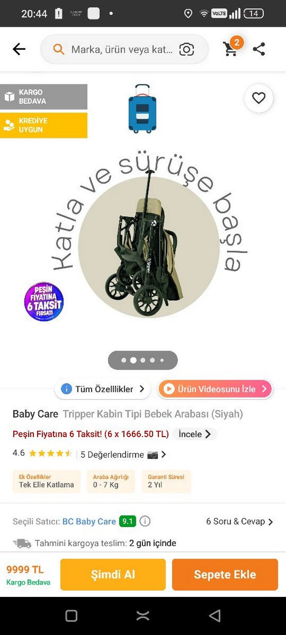 Baby Care Tripper Kabin Tipi Bebek Arabası Siyah - Görsel 2