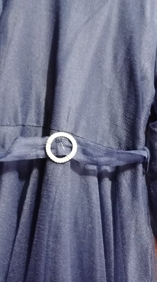 Uzun Mavi Kemerli Bohem Elbise - Görsel 3