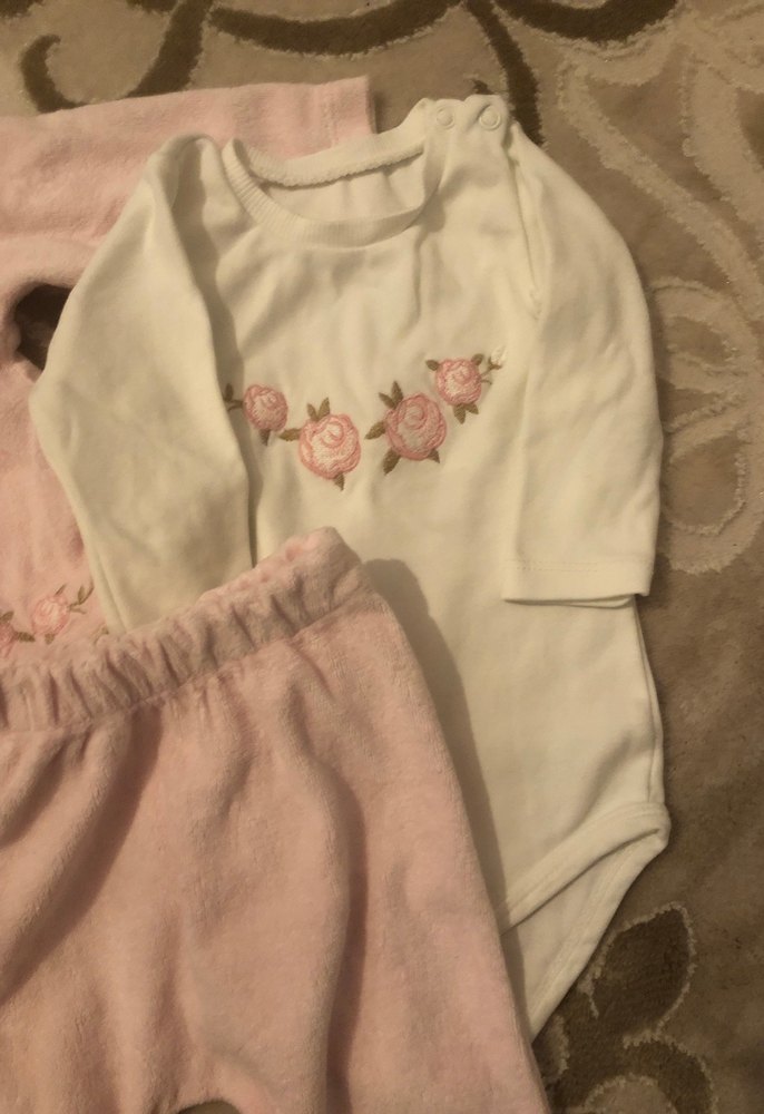 Pembe Dantelli Uzun Kollu Bebek Kız Takımı - Görsel 3