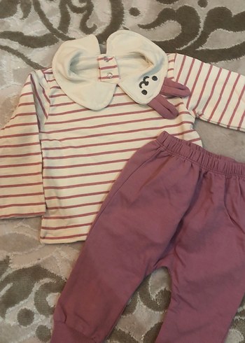 Pembe Uzun Kollu Bebek Kız Takımı - Görsel 2