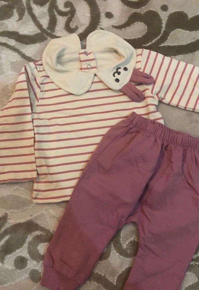 Pembe Uzun Kollu Bebek Kız Takımı - Görsel 2