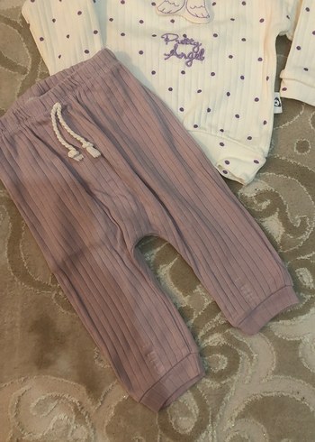 Mor Triko Bebek Kız Takımı Uzun Kollu - Görsel 3