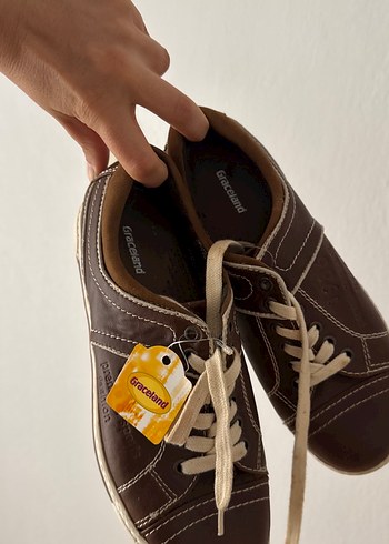 Kahverengi Parlak Bağcıklı Spor Ayakkabı - Görsel 4