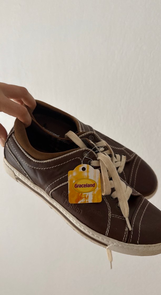 Kahverengi Parlak Bağcıklı Spor Ayakkabı - Görsel 5