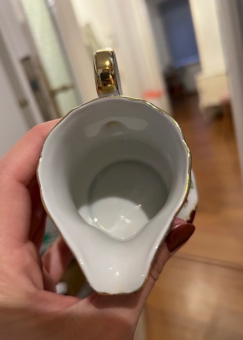 Beden bordo Renk Winterling Antika Alman Çiçek Desenli Porselen Sütlük