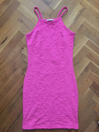 Miss Selfridge S beden fosforl pembe esnek elbise u