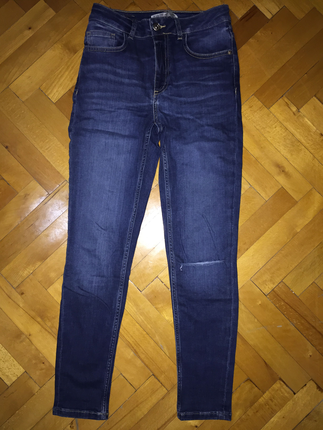 ZARA yüksek belli dizi yırtık skinny jea kot pantolon n