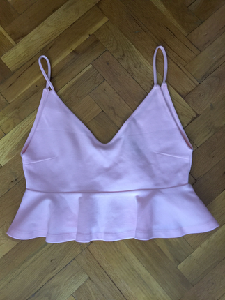 H&M Toz pembe göbeği açık bluz S beden 
