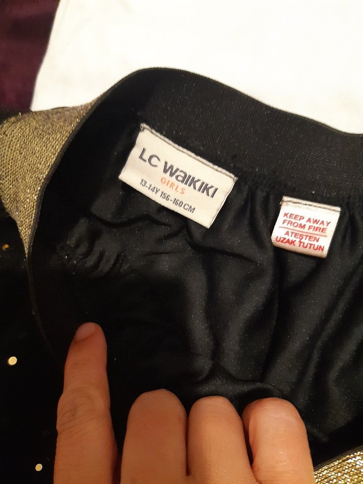 Kız Çocuk Siyah Simli Desenli Etek - Görsel 3