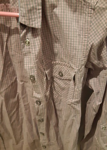 Düğmeli Uzun Kollu Bej Kadın Gömlek - Görsel 5