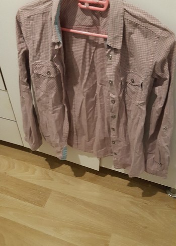 Düğmeli Uzun Kollu Bej Kadın Gömlek - Görsel 4