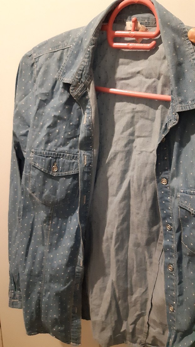 Düğmeli Uzun Kollu Bej Kadın Gömlek - Görsel 2