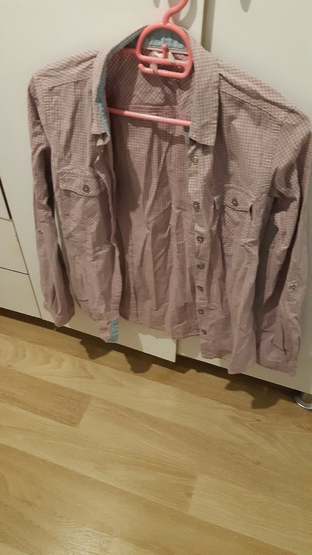 Düğmeli Uzun Kollu Bej Kadın Gömlek - Görsel 4