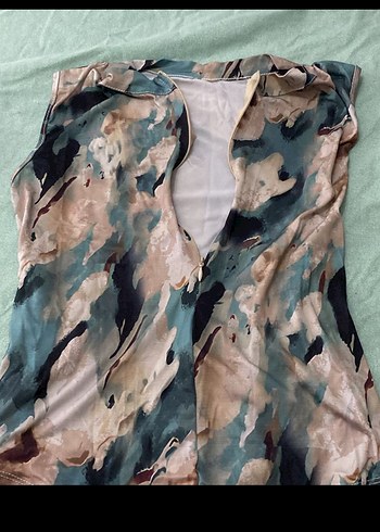 Drapeli Pastel Çok Renkli Kadın üst - Görsel 2