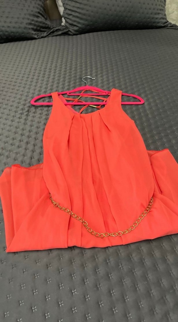 Kırmızı Zincir Detaylı Elbise - Görsel 5