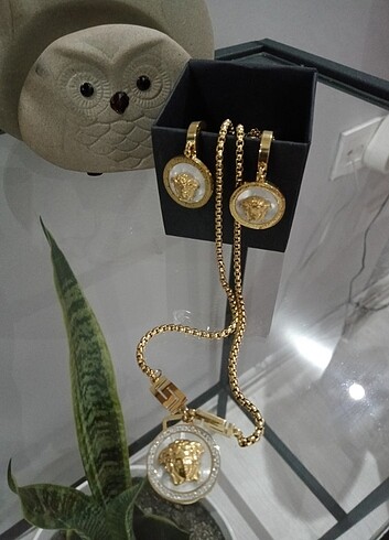  Beden Versace kolye ve küpe çelik 
