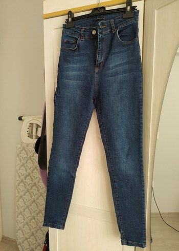 Parlak Lacivert Kadın Slim Denim Pantolon - Görsel 5