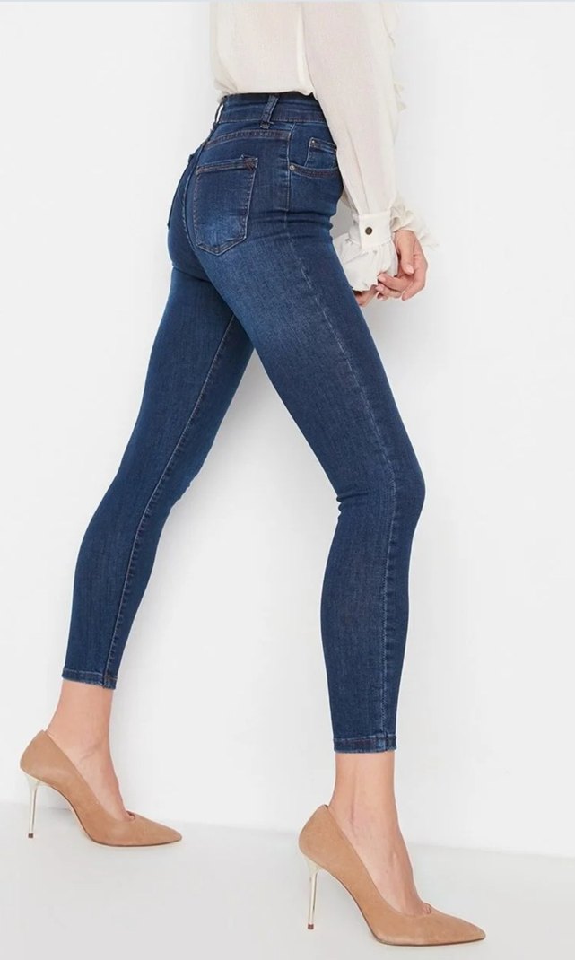 Parlak Lacivert Kadın Slim Denim Pantolon - Görsel 2