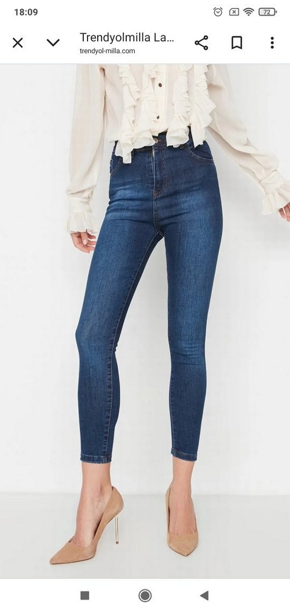 Parlak Lacivert Kadın Slim Denim Pantolon - Görsel 4
