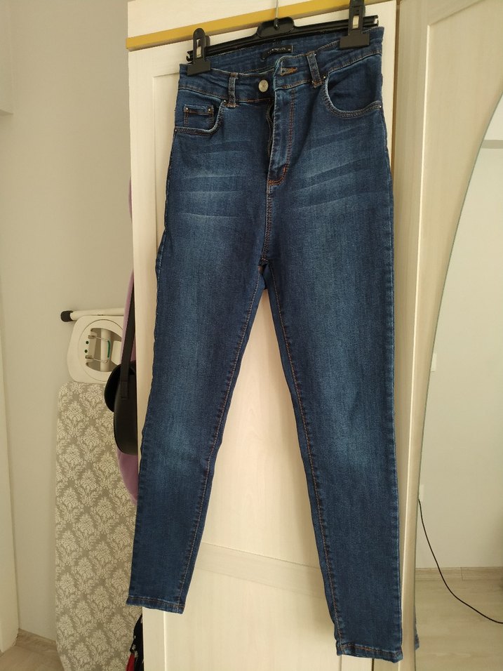 Parlak Lacivert Kadın Slim Denim Pantolon - Görsel 5