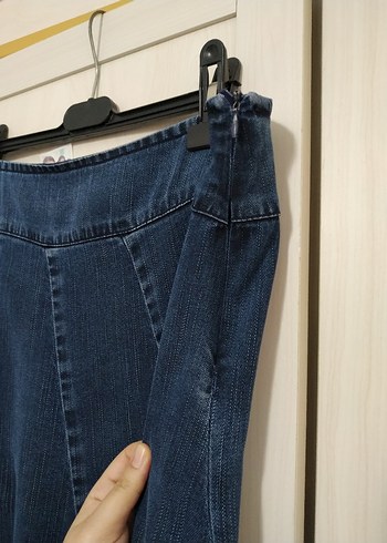 Mavi Pilili Midi Denim Etek - Görsel 3