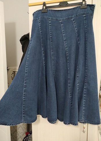 Mavi Pilili Midi Denim Etek - Görsel 2