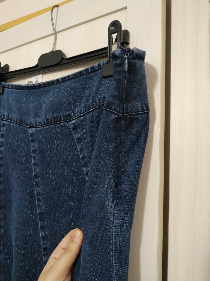 Mavi Pilili Midi Denim Etek - Görsel 3