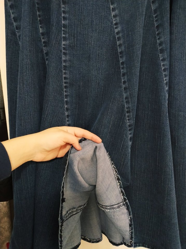 Mavi Pilili Midi Denim Etek - Görsel 4