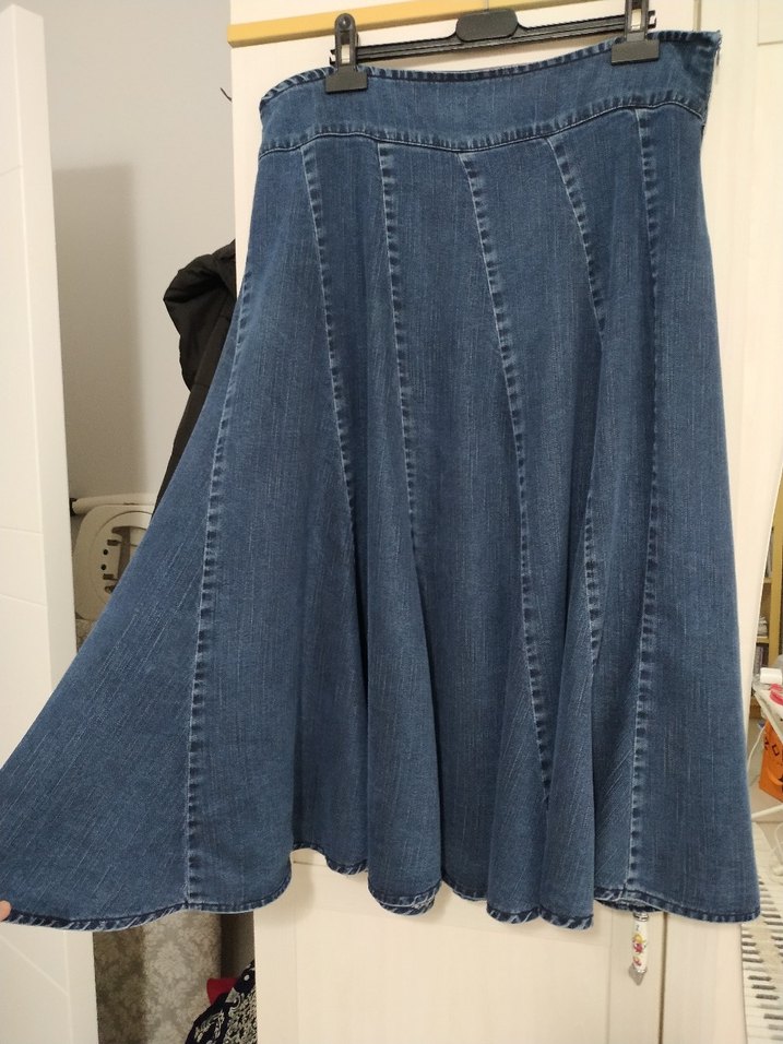 Mavi Pilili Midi Denim Etek - Görsel 2