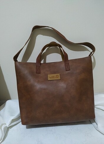 Taba renk deri çanta  - Görsel 2